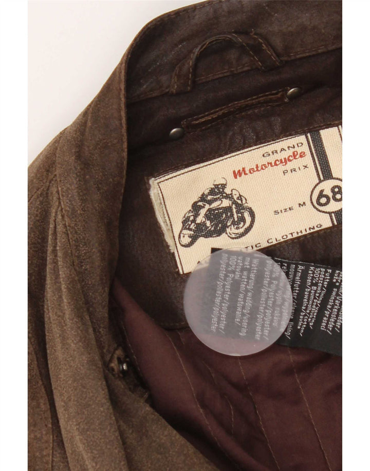 Vintage Herre Motorcykel Læder Utility Jacket UK 38 Medium Brown