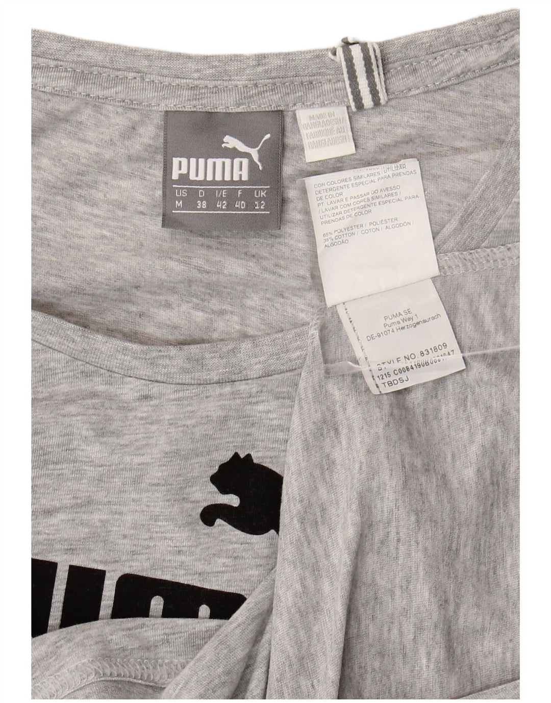 Puma Grafisk T-Shirt Top UK 12 Medium Grå Polyester
