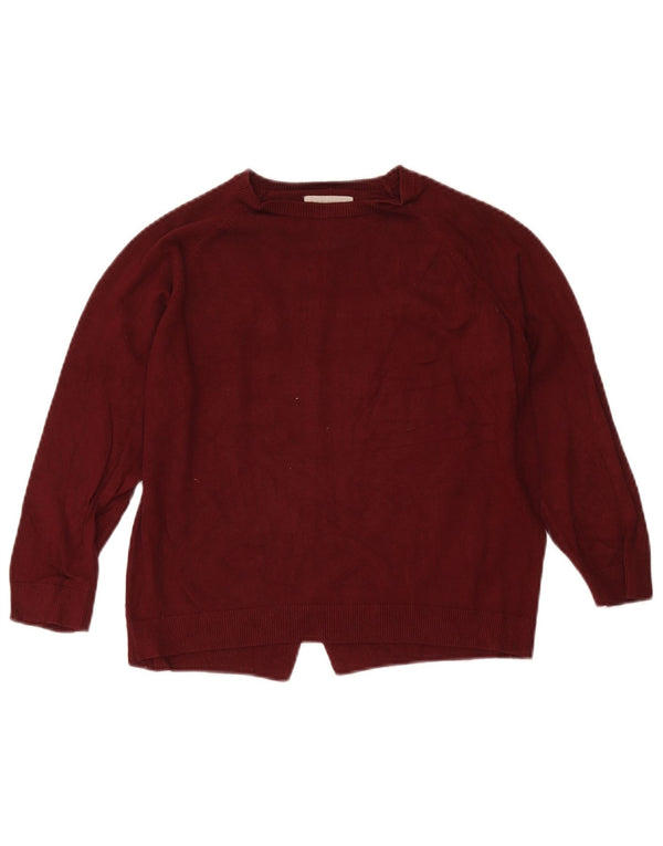 Zara Girls Boat Neck Jumper Sweater 9-10 År Burgundy Viscose