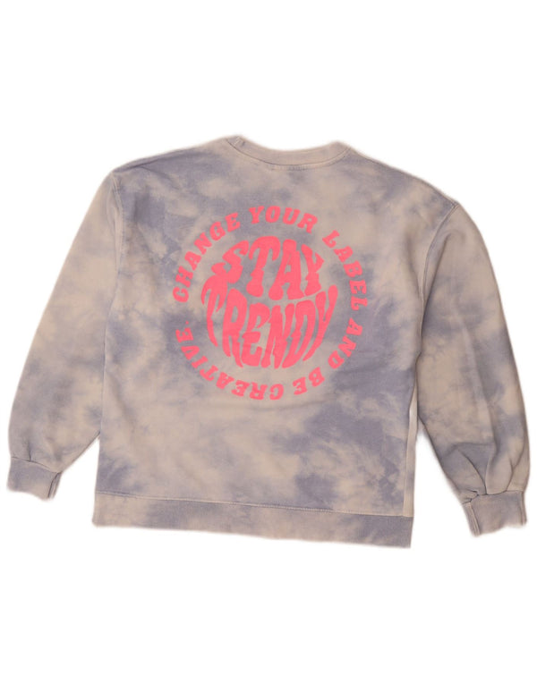 Zara piger grafisk sweatshirt trøje 13-14 år Blue Tie Dye Bomuld