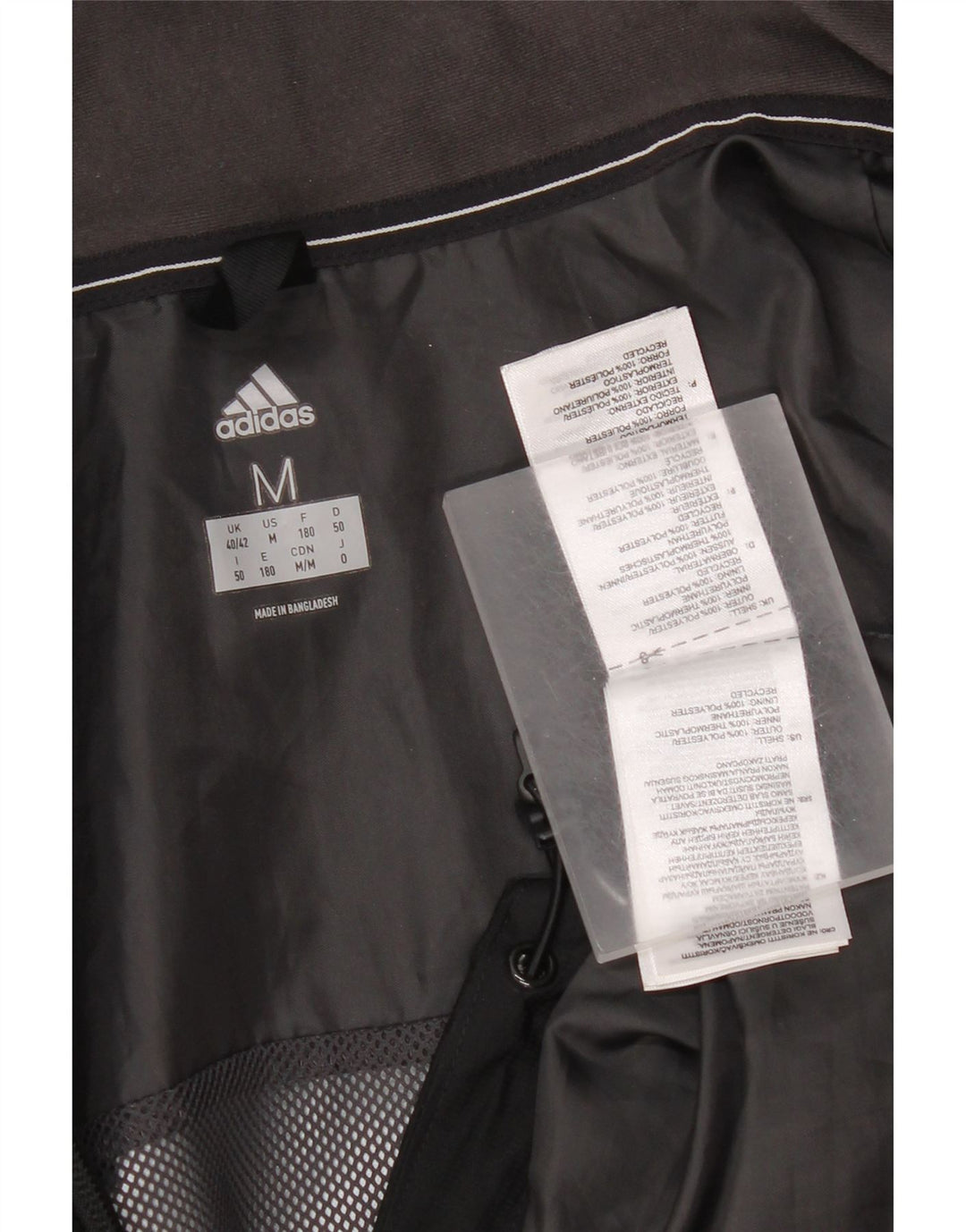 Adidas Herre Clima Proof Regnjakke med hætte UK 40/42 Medium Sort Polyester