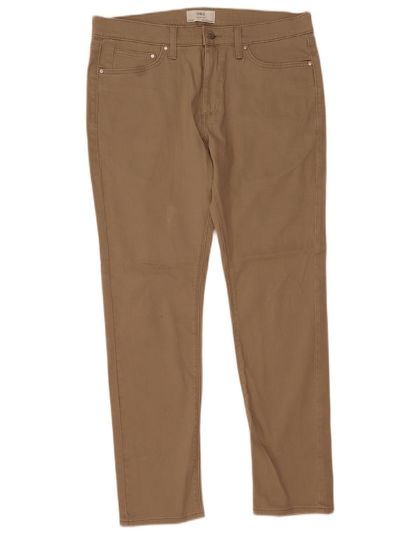 Marks & Spencer Herre Slim Fit Casual Bukser W34 L31 Beige Bomuld