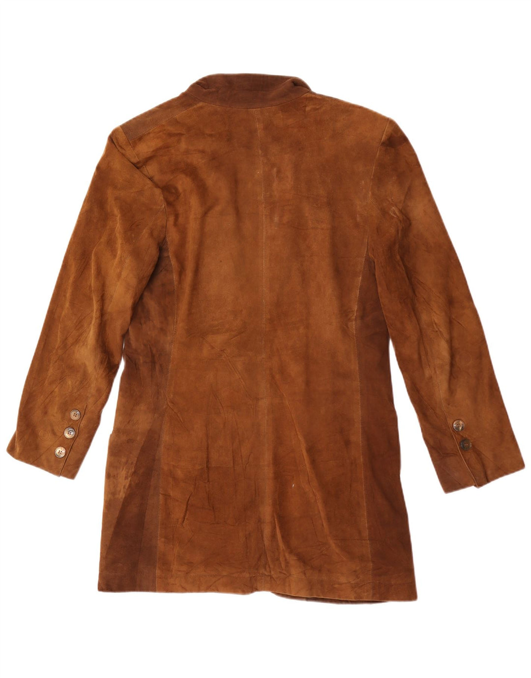 Vintage Kvinders Longline 1-Knaps Ruskinds Blazerjakke UK 10 Small Brun