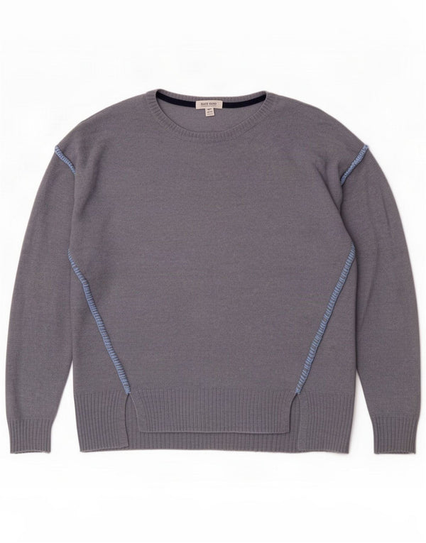 White Stuff Womens Relaxed Fit Crew Neck Jumper Sweater UK 12 Medium Blue