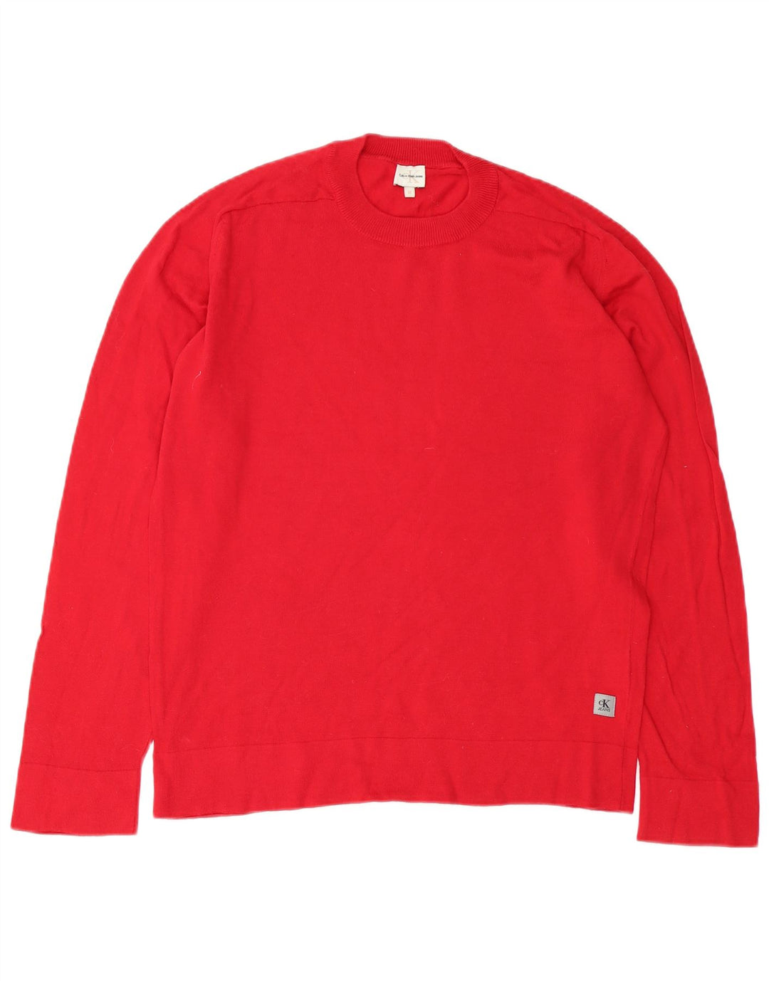 Calvin Klein Jeans Herre Crew Neck Jumper Sweater Medium Rød Bomuld