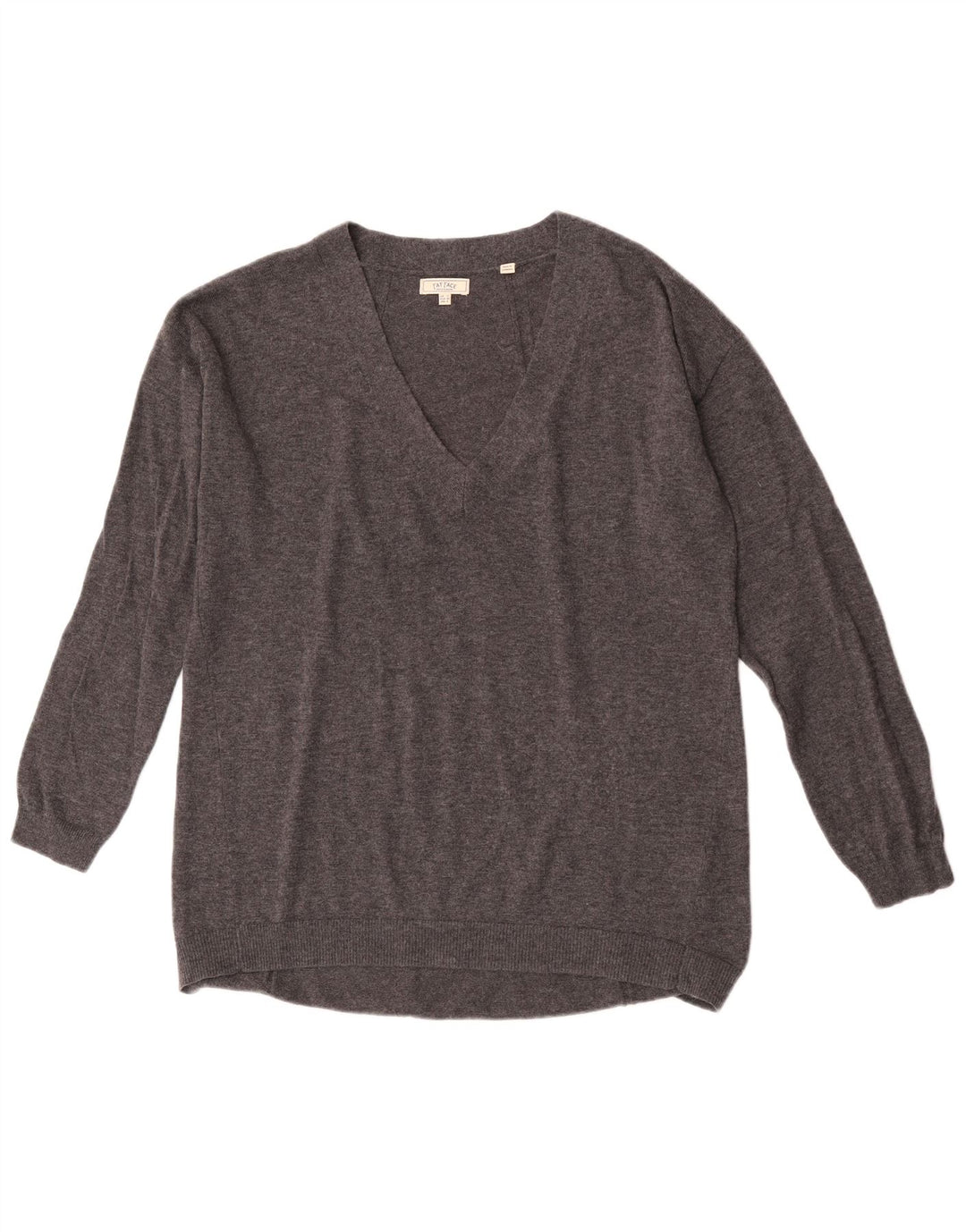 Fat Face Dame Oversized V-hals sweater UK 12 Medium Grey Uld