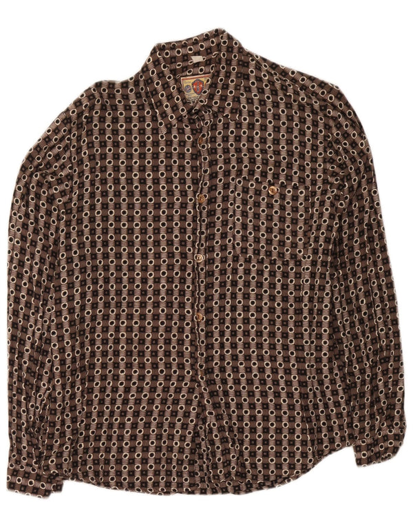 Vintage drengeskjorte 15-16 år XL Brun Geometrisk