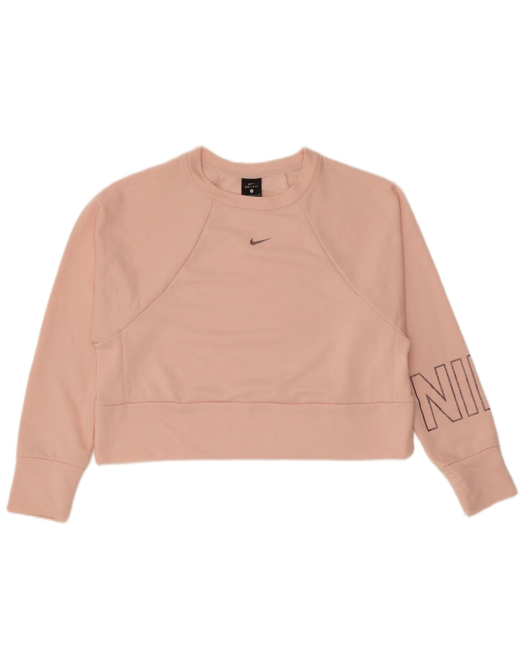 Nike Dame Oversized Graphic Crop Sweatshirt Jumper UK 10 Small Pink