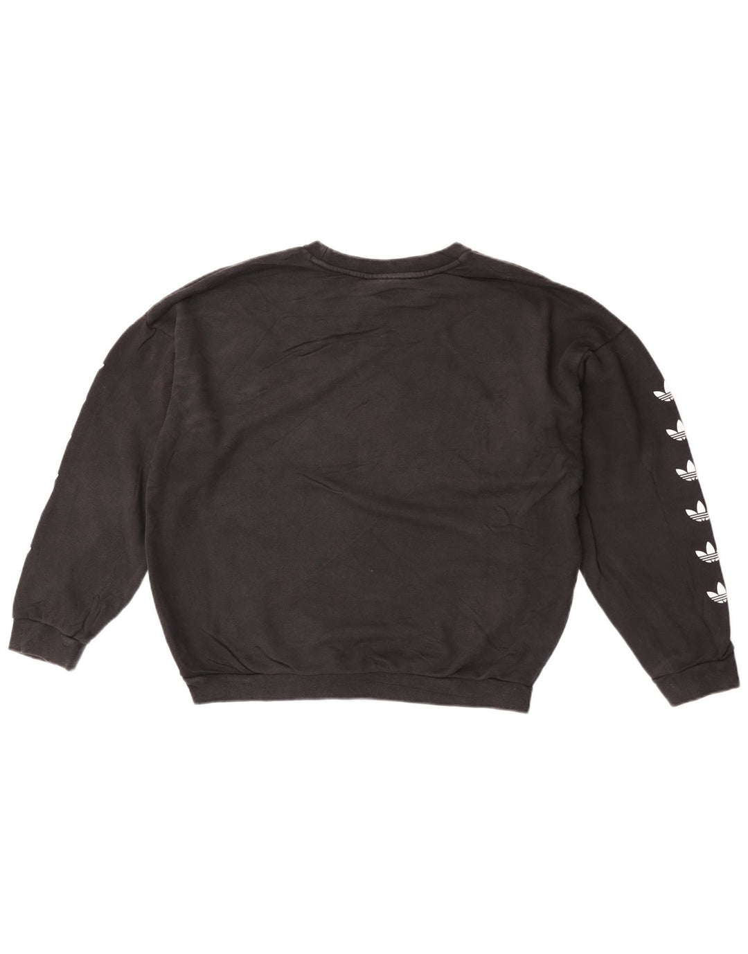 Adidas Womens Crop Graphic Oversized Sweatshirt Jumper UK 16 Large Black