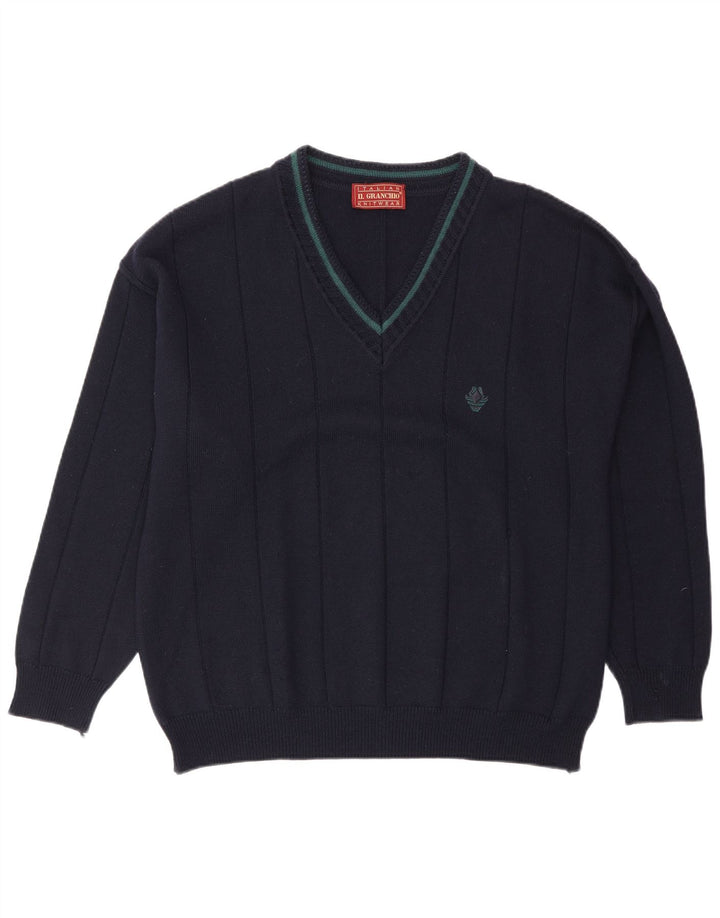 Il Granchio Herre V-hals sweater Stor Marineblå Uld
