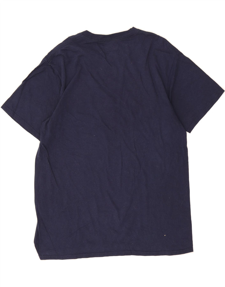 MAJESTIC Mens Graphic T-Shirt Top Large Navy Blue Cotton Vintage Majestic and Second-Hand Majestic from Messina Hembry 
