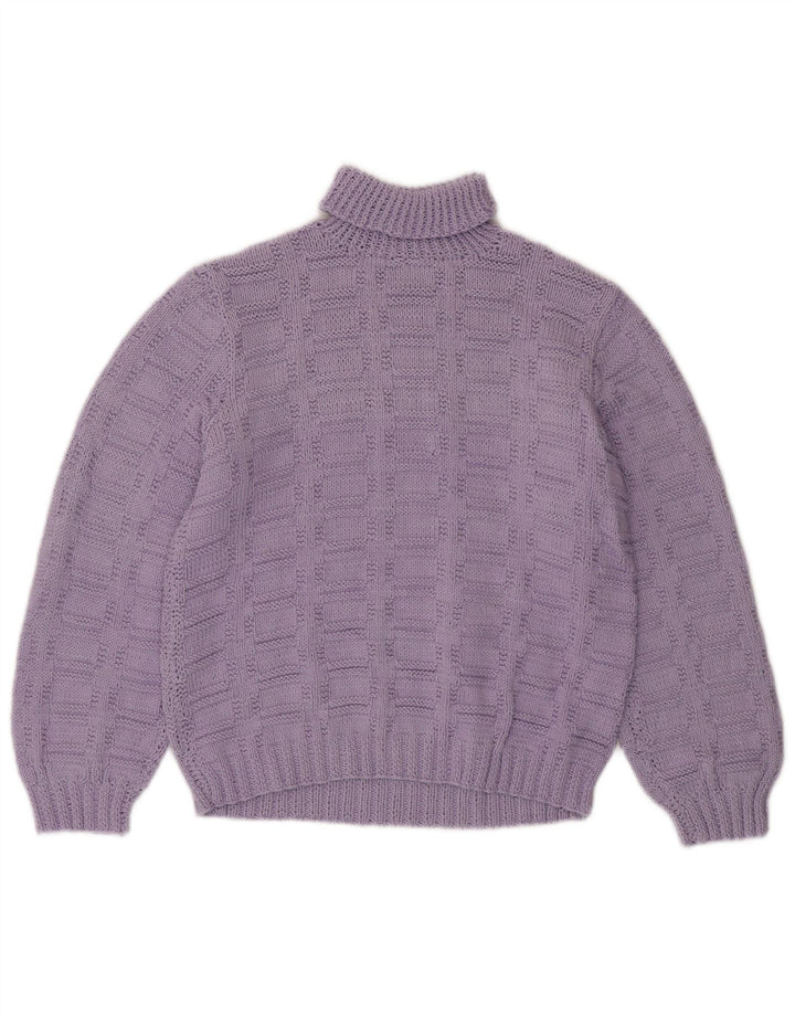 VINTAGE Dame Rullehals sweater UK 12 Medium Lilla