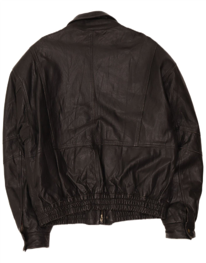 Vintage Herre Bomber Læderjakke IT 52 XL Sort