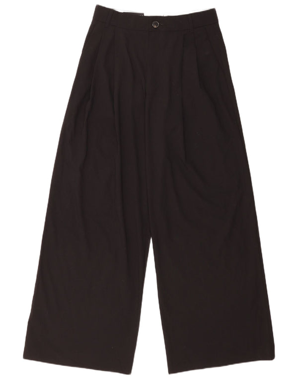 Zara kvinders højtaljede brede ben Casual bukser Small W26 L31 Sort