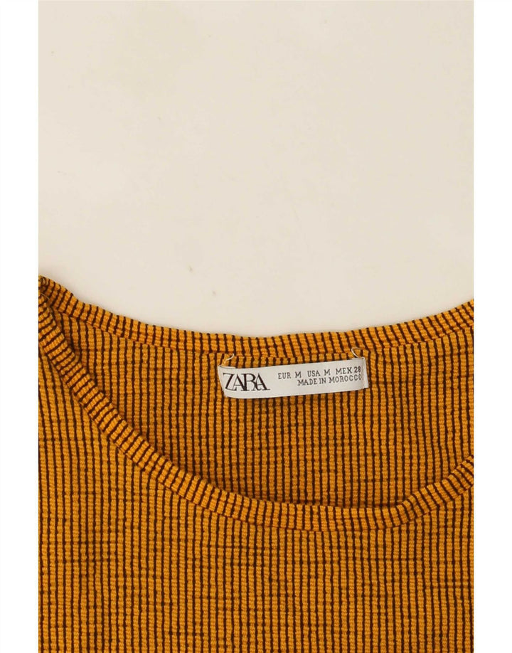Zara Dame Top Langærmet UK 12 Medium Orange Stribet