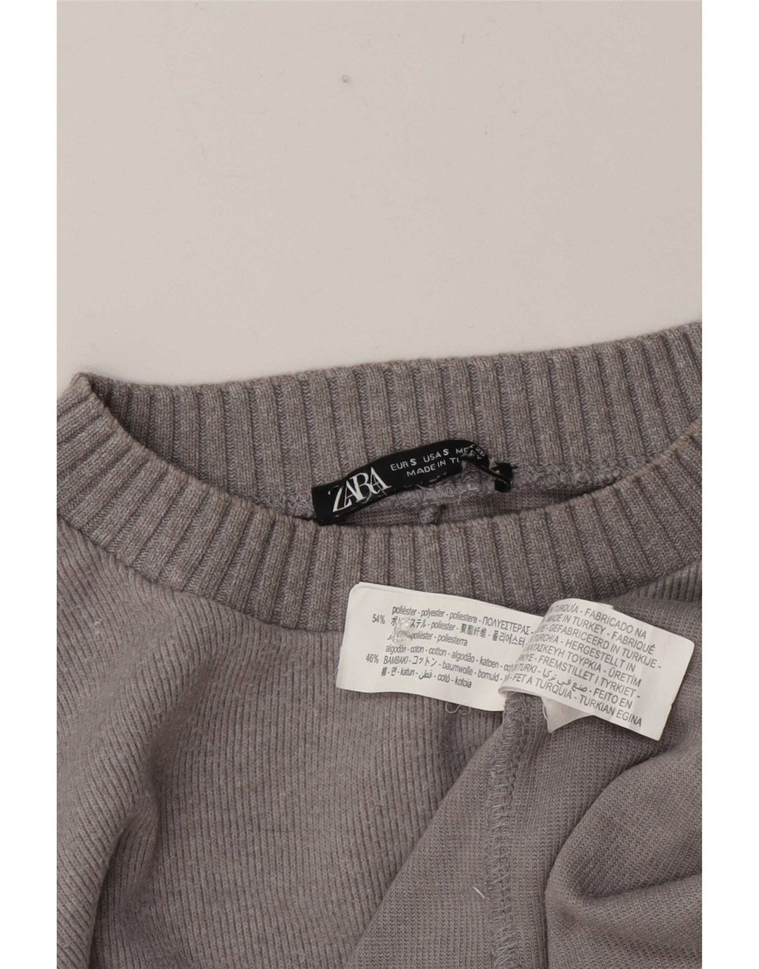 Zara Dame Loose Fit Top Langærmet UK 10 Lille Grå Polyester