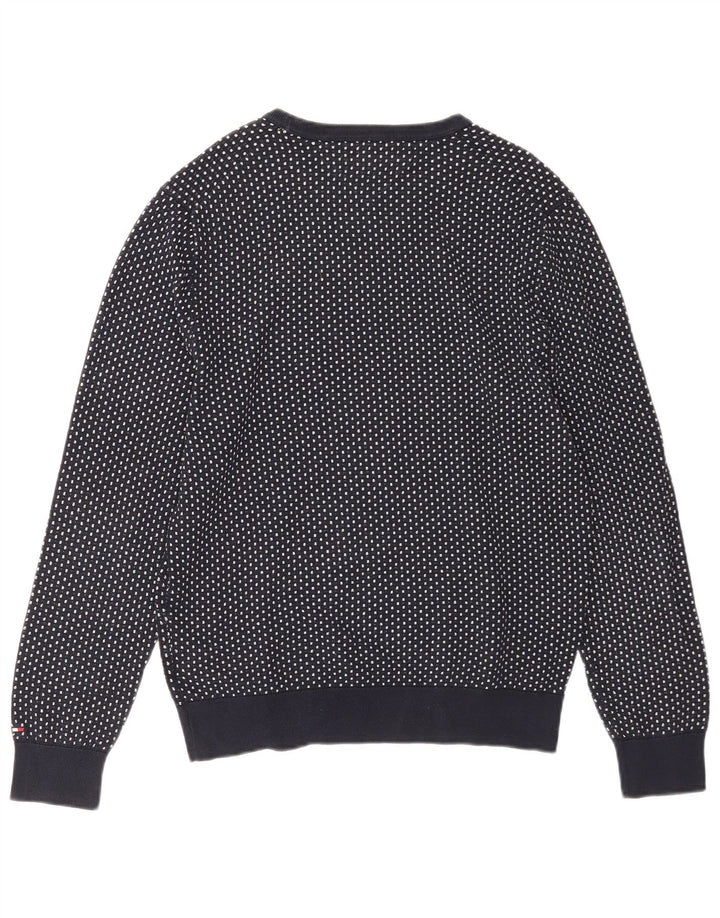 Tommy Hilfiger Herre Crew Neck Jumper Sweater Medium Navy Blue Spotted