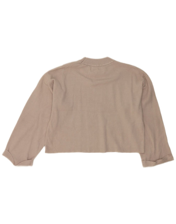 Zara Girls Crop Crew Neck Jumper Sweater 13-14 år Beige Viscose