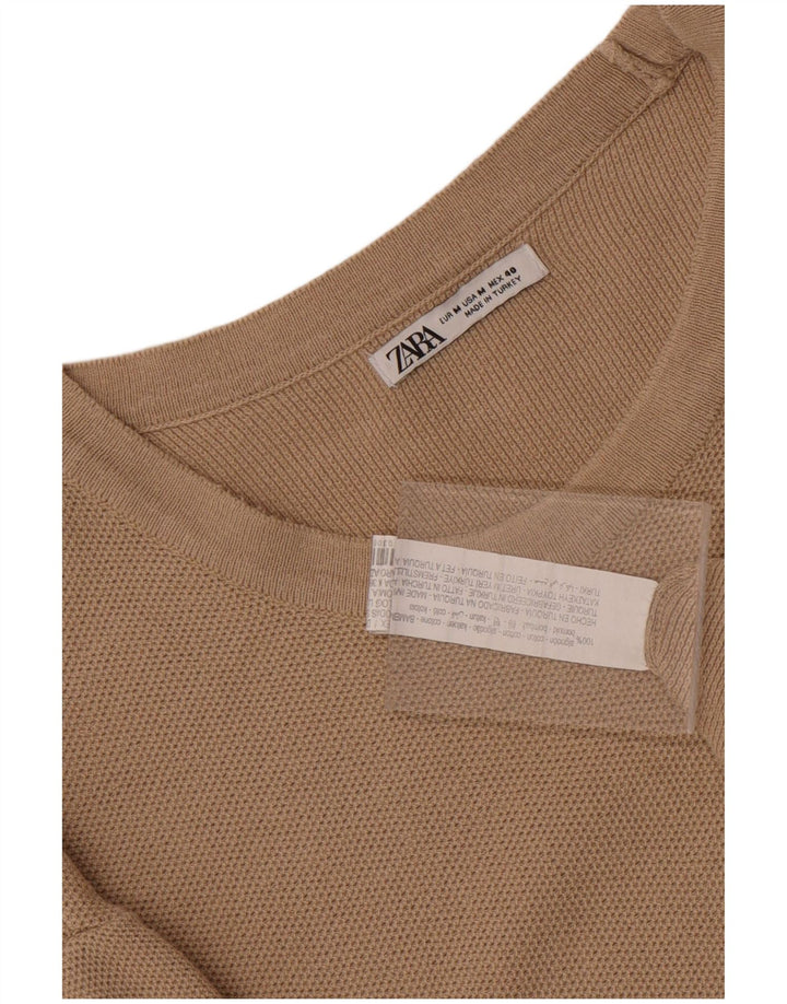 Zara Herre kortærmet T-shirt Top Medium Brun Bomuld