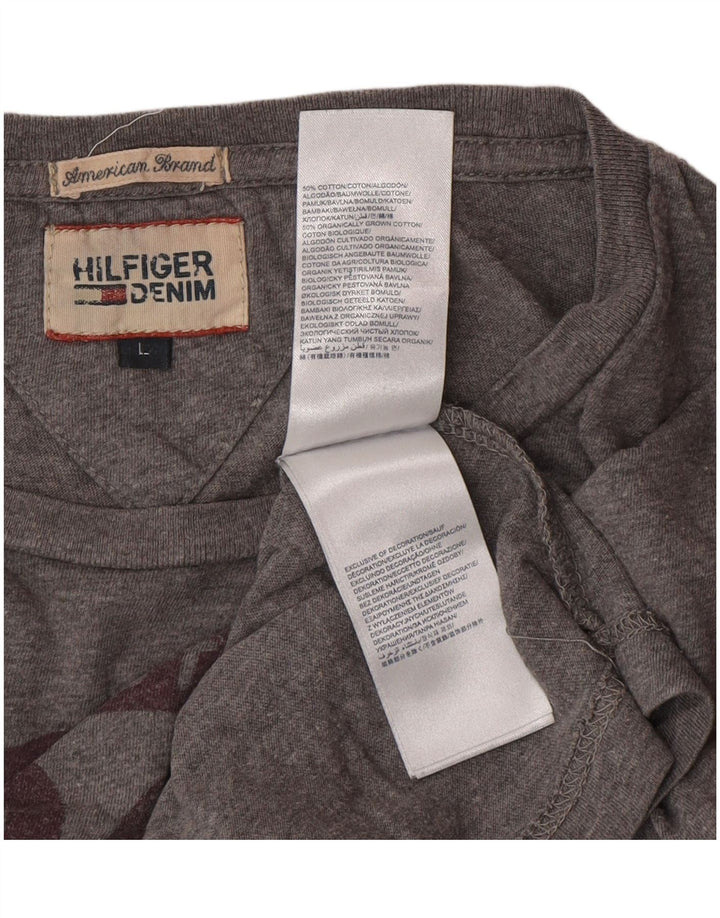 TOMMY HILFIGER Herre grafisk top langærmet stor grå bomuld