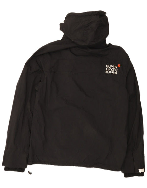 Superdry Windbreaker-jakke med hætte til kvinder UK 18 XL sort nylon