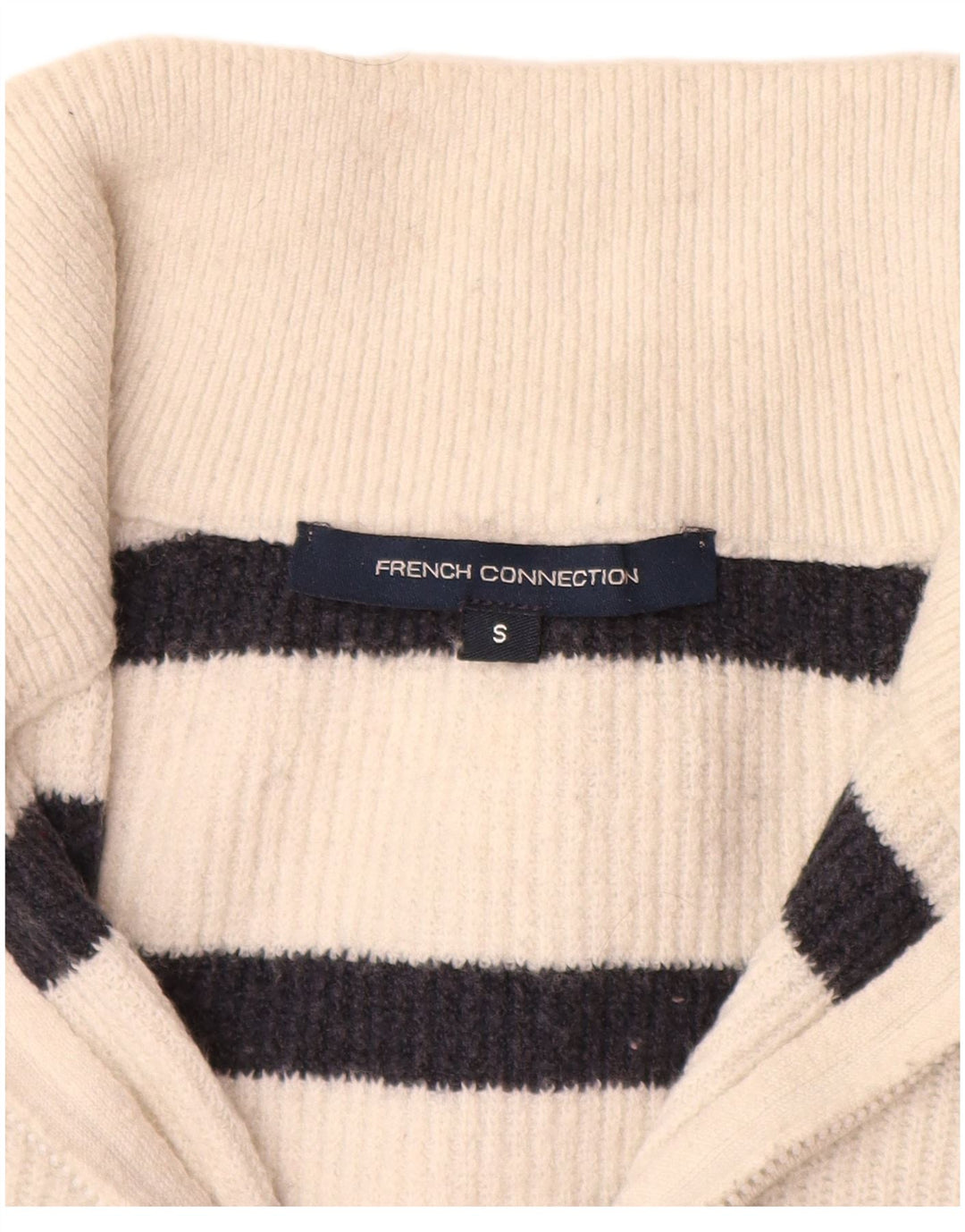 FRANSK FORBINDELSE Dame Crop Zip Neck Jumper Sweater UK 10 Small White