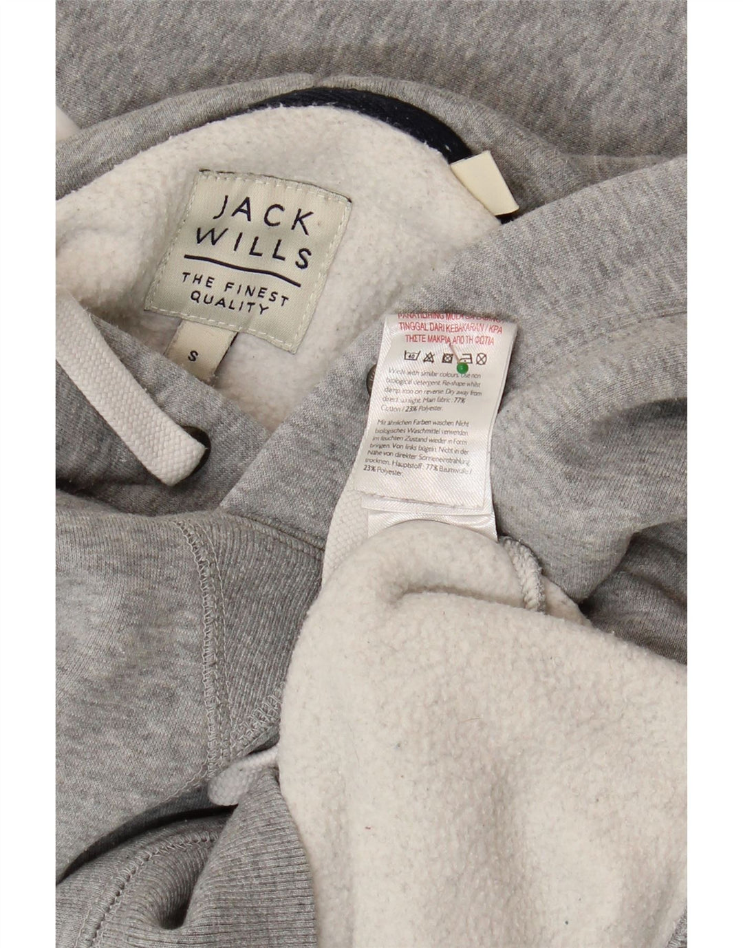 JACK WILLS Mens Graphic Hoodie Jumper Small Grey Cotton