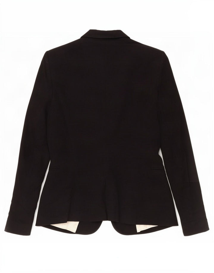 Zara Dame 1 Knap Blazer Jacket UK 8 Small Black Acetate