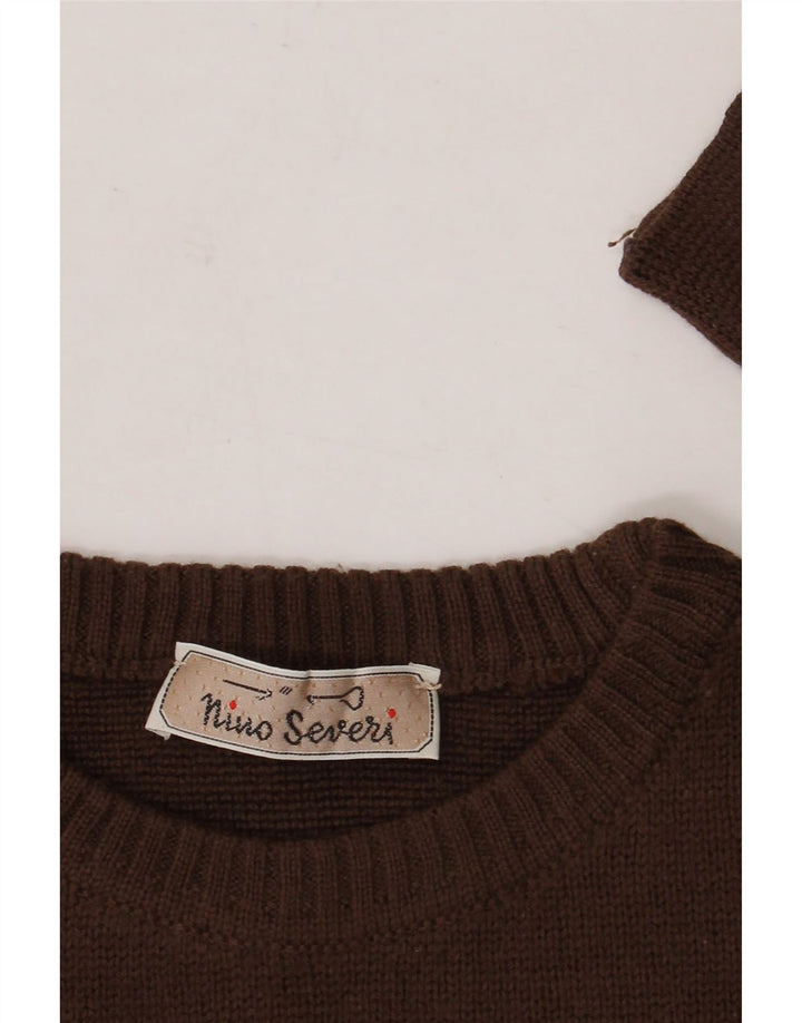 Vintage herre rund hals sweater stor brun geometrisk