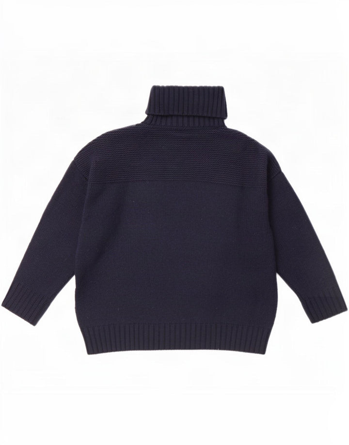 Joules Dame Roll Neck Jumper Sweater UK 12 Medium Navy Blue Wool