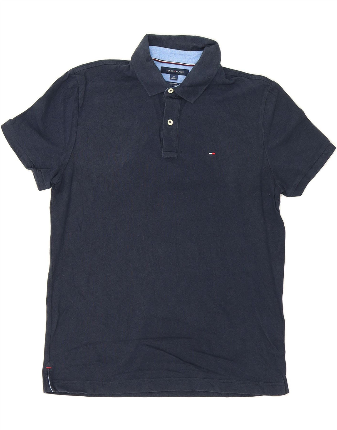 TOMMY HILFIGER Mens Custom Fit Polo Shirt Medium Navy Blue Cotton Vintage Tommy Hilfiger and Second-Hand Tommy Hilfiger from Messina Hembry 