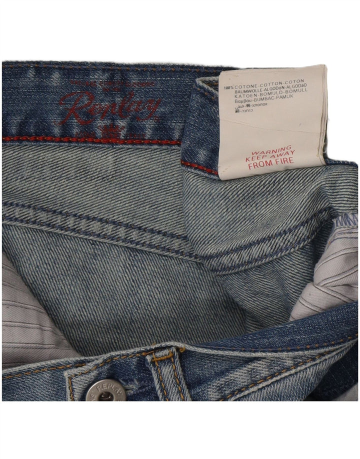 Replay Dame Distressed Straight Jeans W28 L29 Blå Bomuld