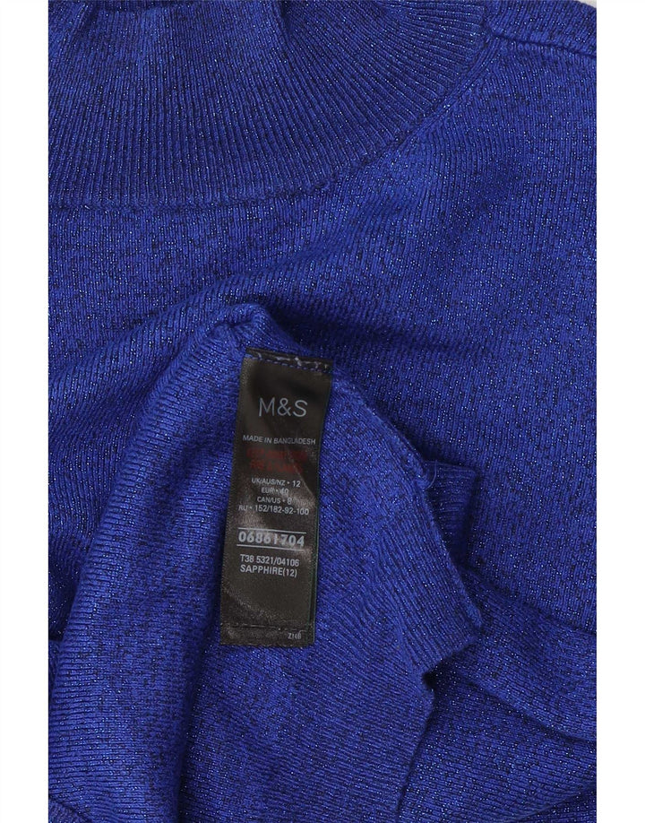 Marks & Spencer Dame Crop Turtle Neck Jumper Sweater UK 12 Medium Blue