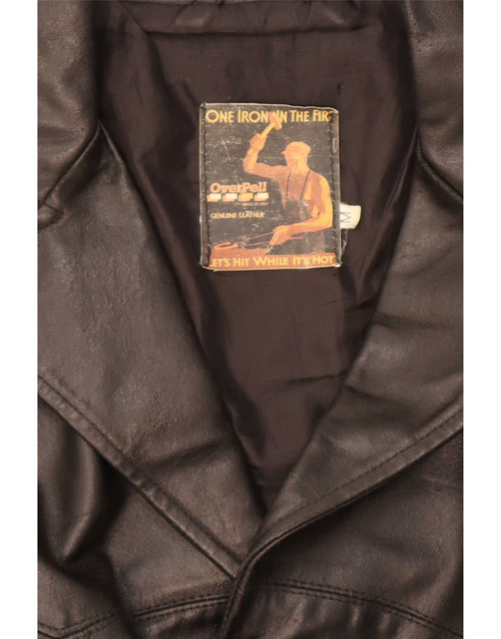 Vintage herre 3-knaps læder blazerjakke UK 38 Medium Sort