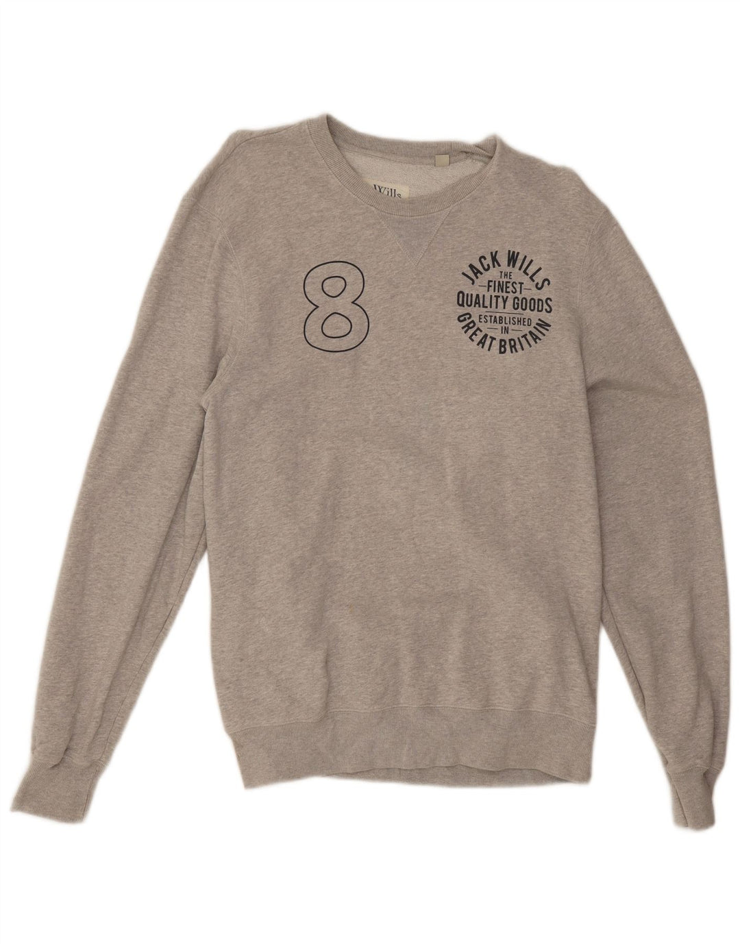 Jack Wills Herre Grafisk Sweatshirt Jumper Medium Grey Flecked Bomuld