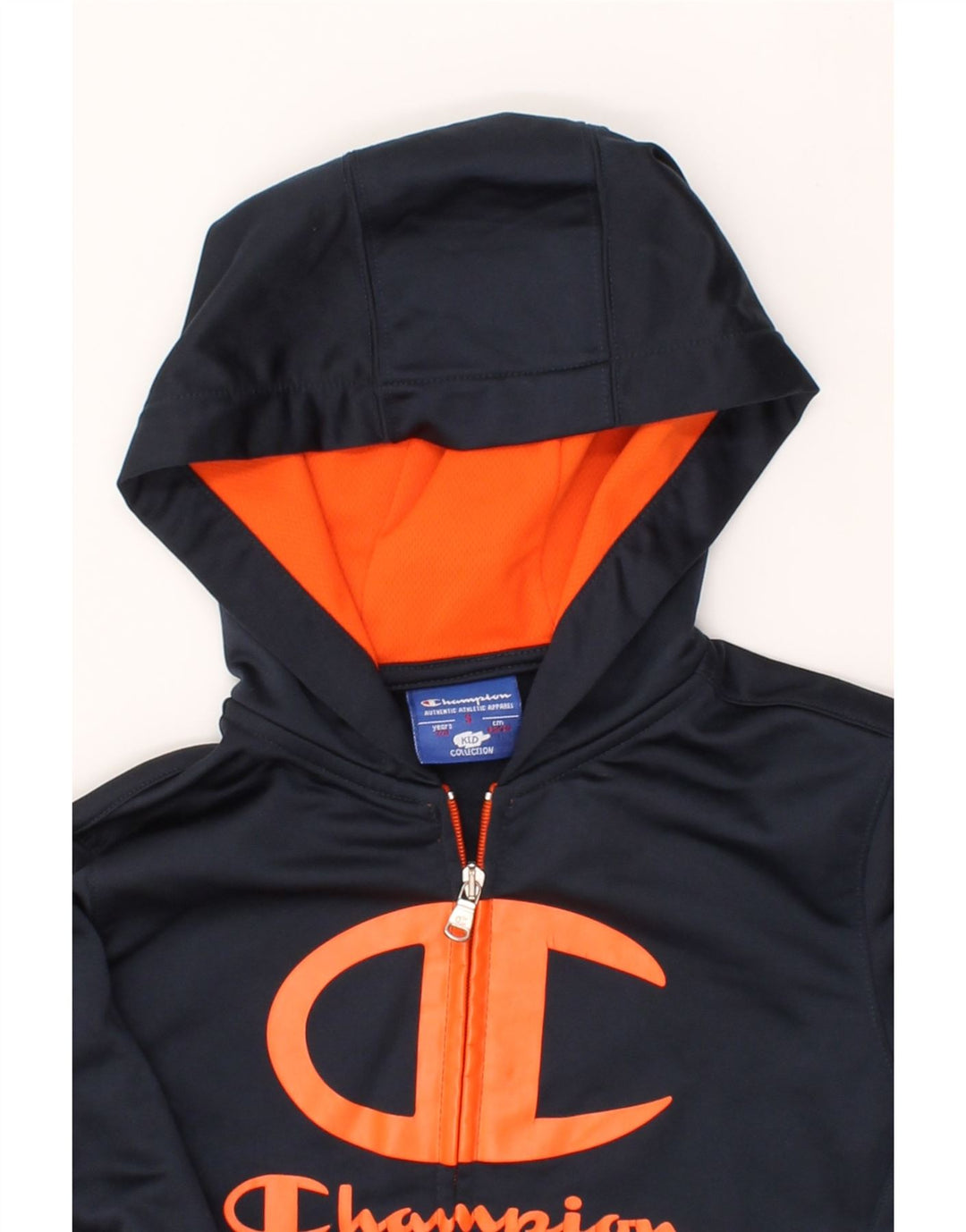 CHAMPION Boys Graphic Hoodie Jumper 7-8 Years  Small Navy Blue Polyester Vintage Champion and Second-Hand Champion from Messina Hembry 