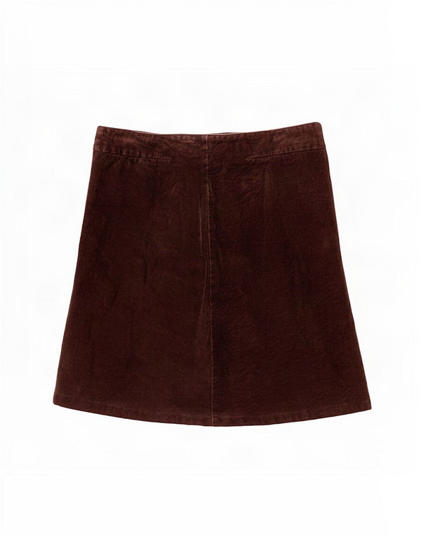 Benetton Womens Corduroy Nederdel Large W32 Brun