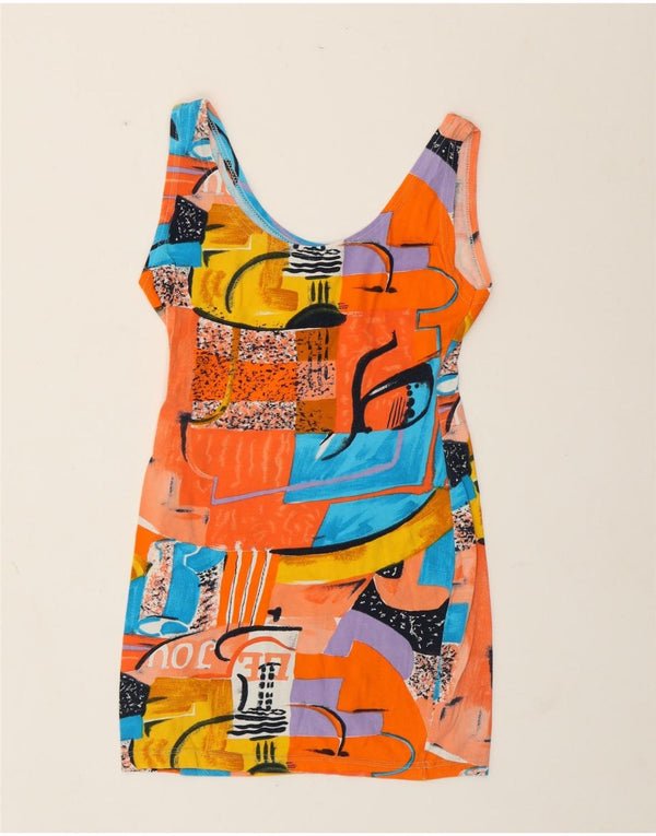 Vintage Kvinders abstrakt mønster Bodycon Kjole UK 8 Small Multicolored