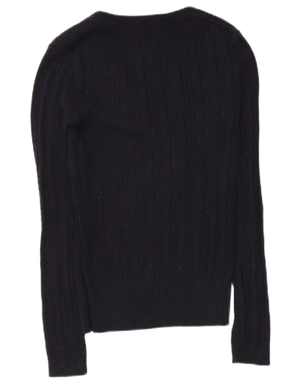 Tommy Hilfiger Dame V-hals sweater UK 6 XS Marineblå Bomuld
