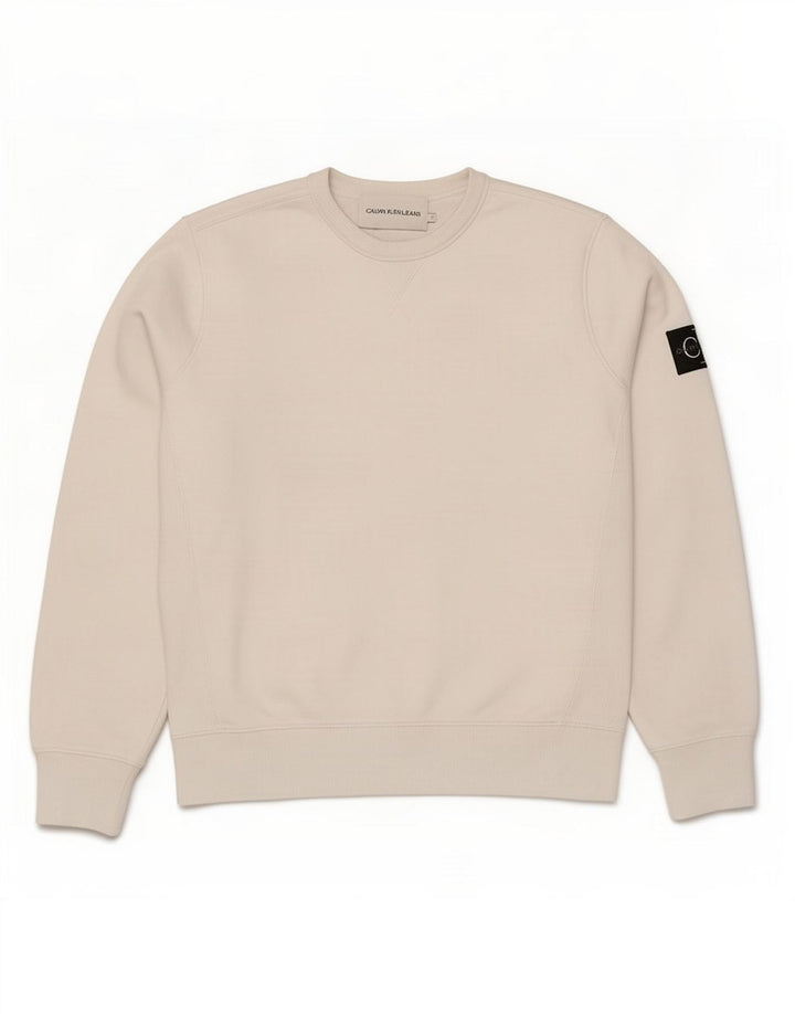 Calvin Klein Jeans Herre Sweatshirt Jumper Medium Hvid Bomuld