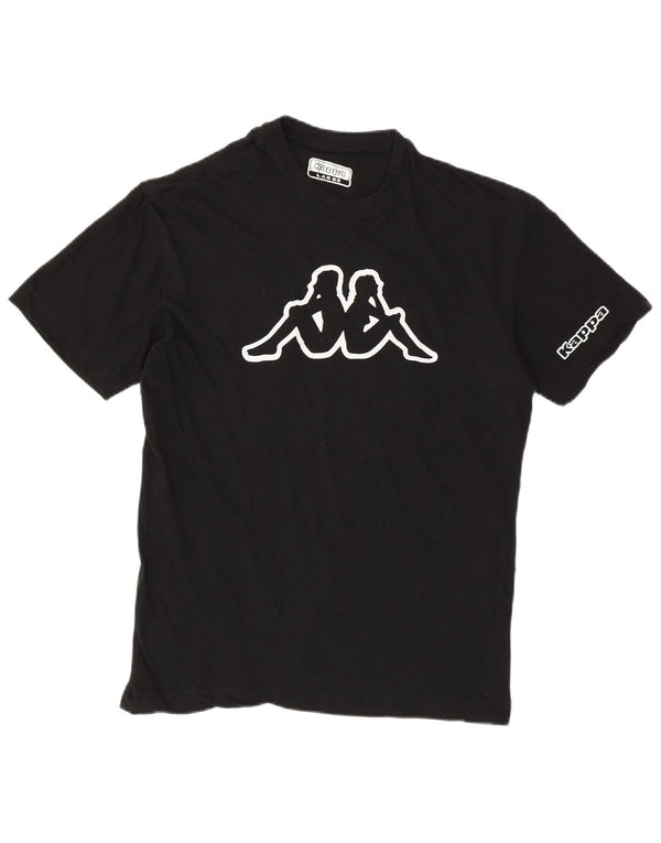 KAPPA Grafisk T-shirt top til kvinder UK 14 Stor sort bomuld