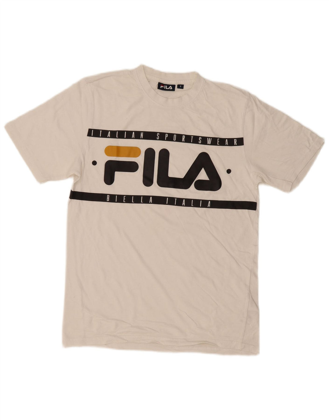 Fila Herre Grafisk T-Shirt Top Lille Hvid Bomuld
