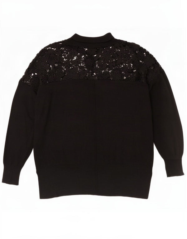 French Connection Dame Roll Neck Jumper Sweater UK 14 Medium Black Floral
