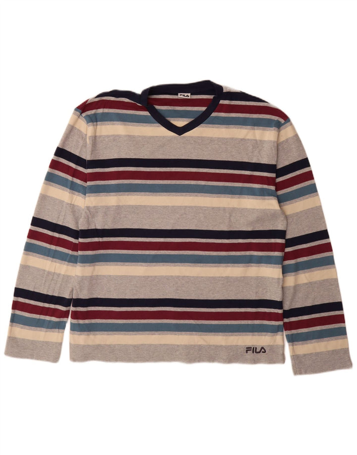 Fila Herre Top Langærmet XL Flerfarvet Stribet Bomuld