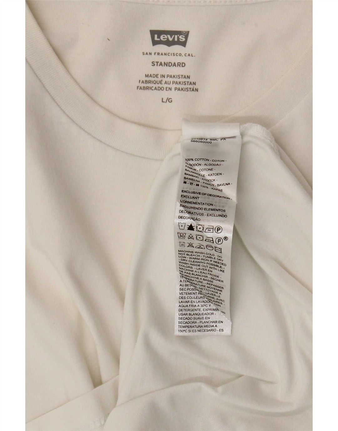 Levi's Herre Standard T-Shirt Top Stor Hvid Bomuld