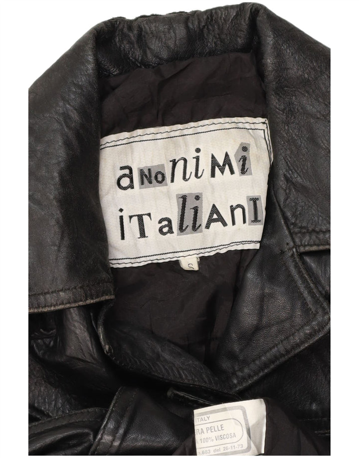 VINTAGE læderjakke til kvinder UK 10 Lille sort læder