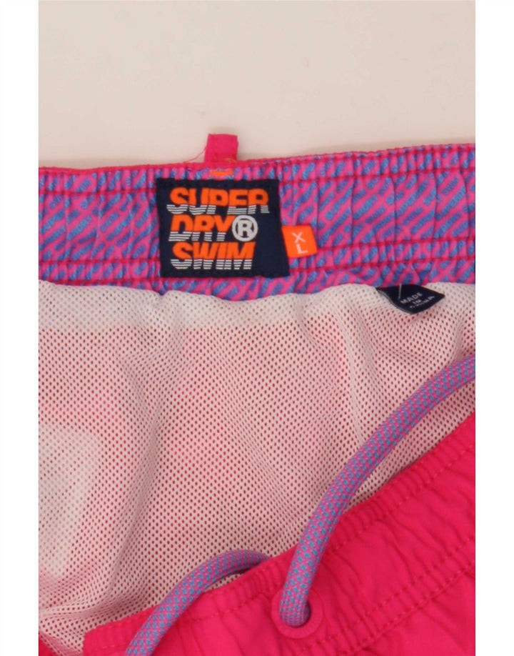Superdry Badeshorts til mænd XL Pink Colourblock Polyester