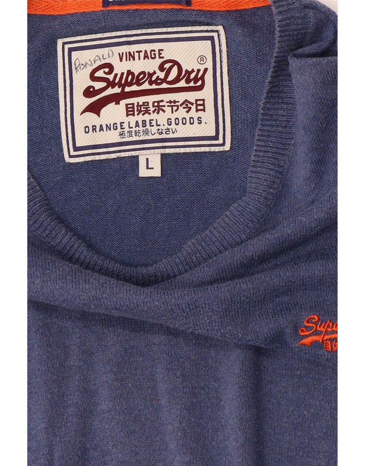Superdry Herre Boat Neck Jumper Sweater Large Blue