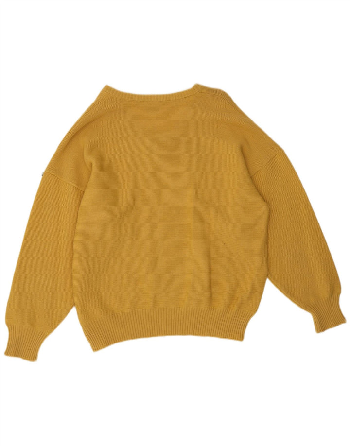 Vintage Herre V-hals sweater IT 52 Stor Gul Polyester