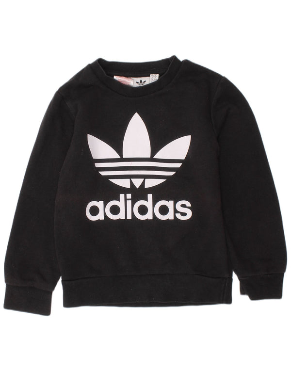 ADIDAS Drenge Grafisk Sweatshirt Jumper 5-6 år Sort Bomuld